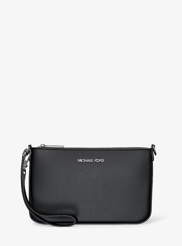 Michael Kors Jet Set Small Pebbled Leather Convertible Wristlet in Black