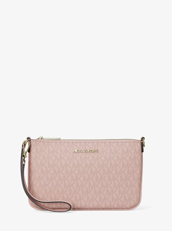 Michael Kors Jet Set Small Signature Logo Convertible Wristlet in Powder Blush
