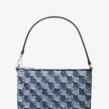Michael Kors Jet Set Travel Small Patchwork Denim Convertible Wristlet in Washed Denim