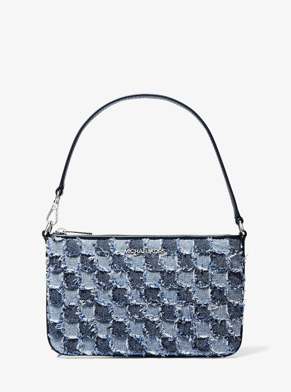 Michael Kors Jet Set Travel Small Patchwork Denim Convertible Wristlet in Washed Denim