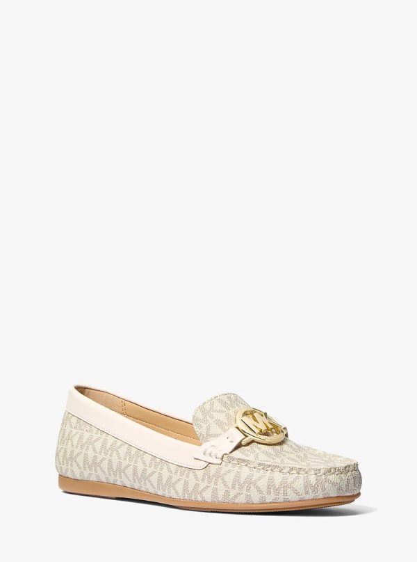 Michael Kors Fulton Signature Logo Moccasin in Vanilla, angled front view