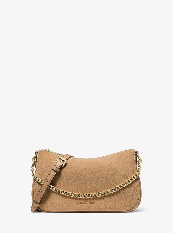 Michael Kors Carmela Medium Suede Convertible Crossbody Bag Camel