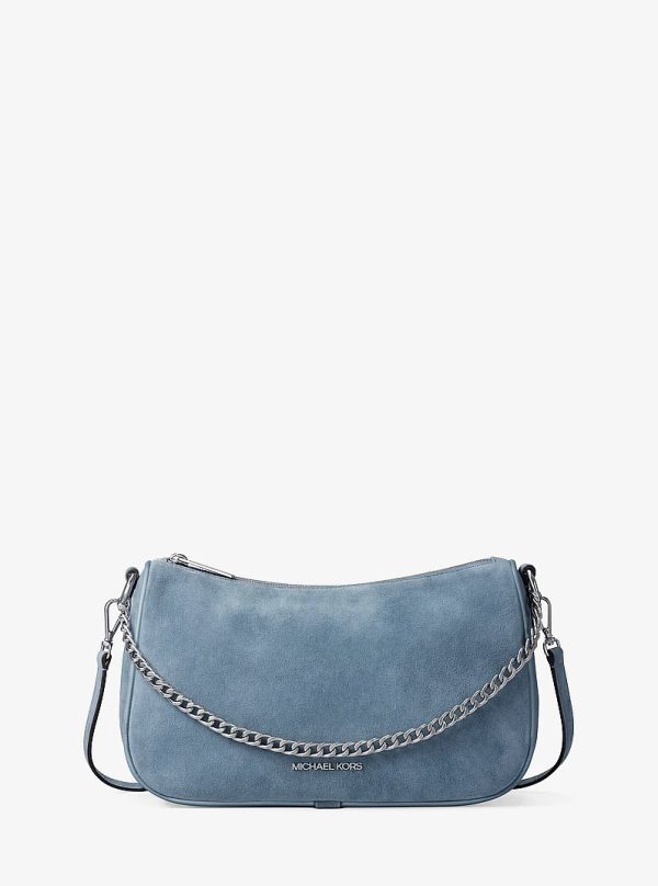 Michael Kors Carmela Medium Suede Convertible Crossbody Bag Denim