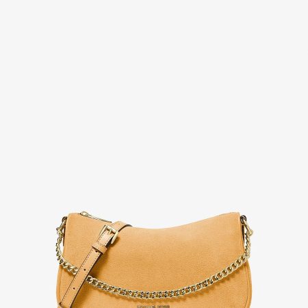 Michael Kors Carmela Medium Suede Convertible Crossbody Bag Honeywheat