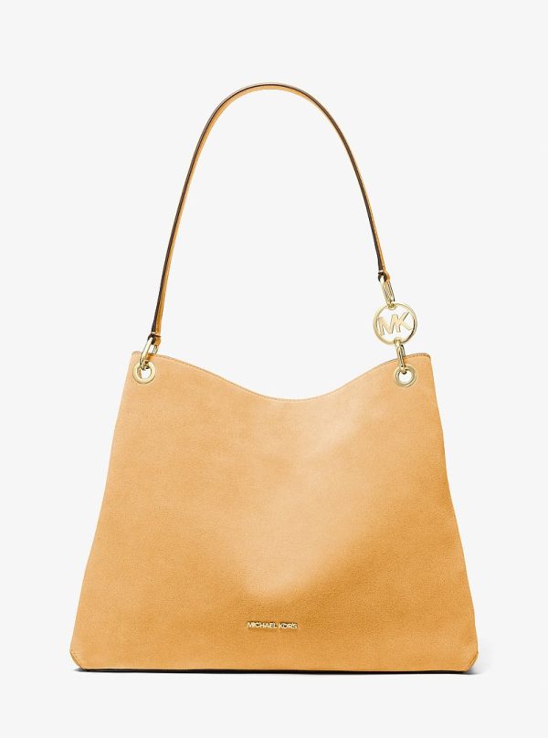 Michael Kors Christina large suede shoulder bag in Honeywheat