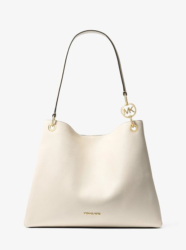 Michael Kors Christina large pebbled leather shoulder bag in Light Cream