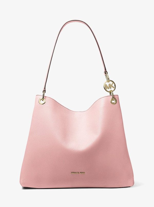 Michael Kors Christina large pebbled leather shoulder bag in Powder Blush