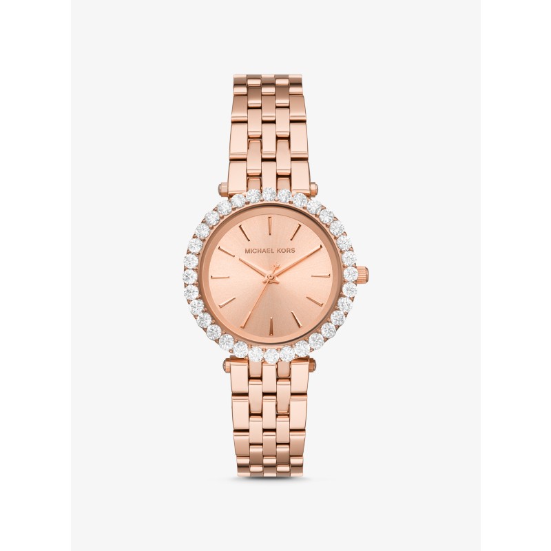Michael Kors Darci Pave crystal bezel women bracelet watch gold rose 2024