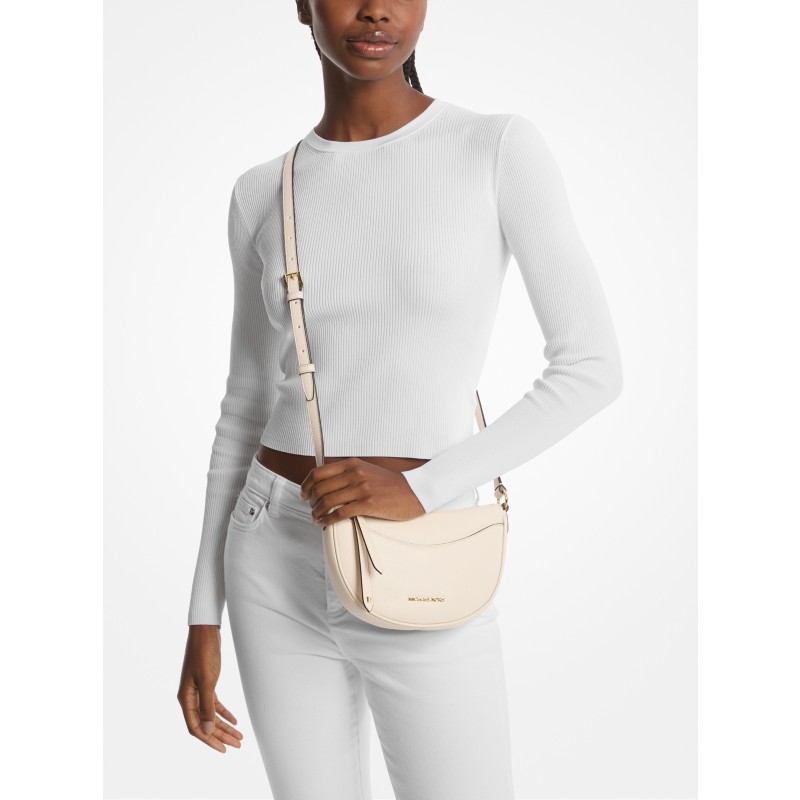 Michael Kors Dover Small Half Moon Crossbody bag cream white structured leather 2025