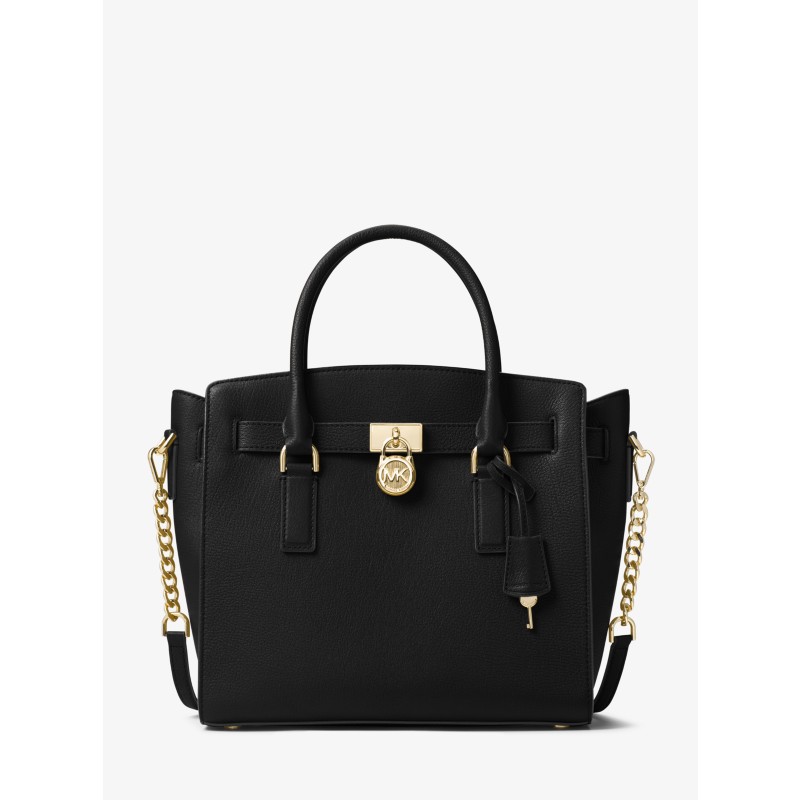 Michael Kors Hamilton Legacy Large Satchel black saffiano leather gold hardware 2024