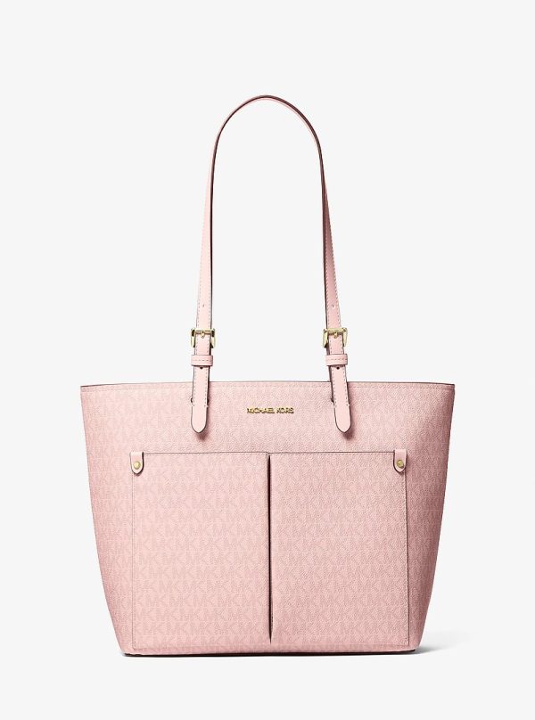 Michael Kors Jet Set medium double pocket tote in Powder Blush Signature