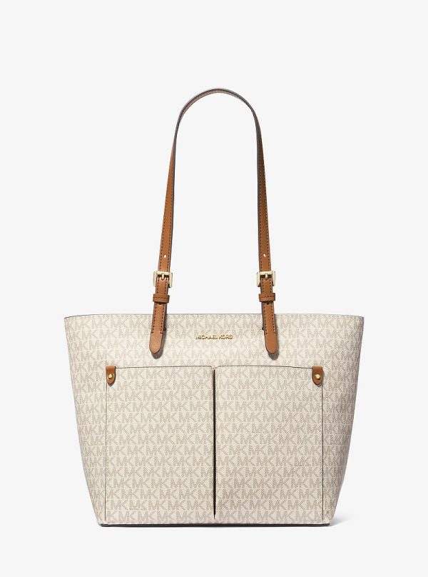 Michael Kors Jet Set medium double pocket tote in Vanilla Signature