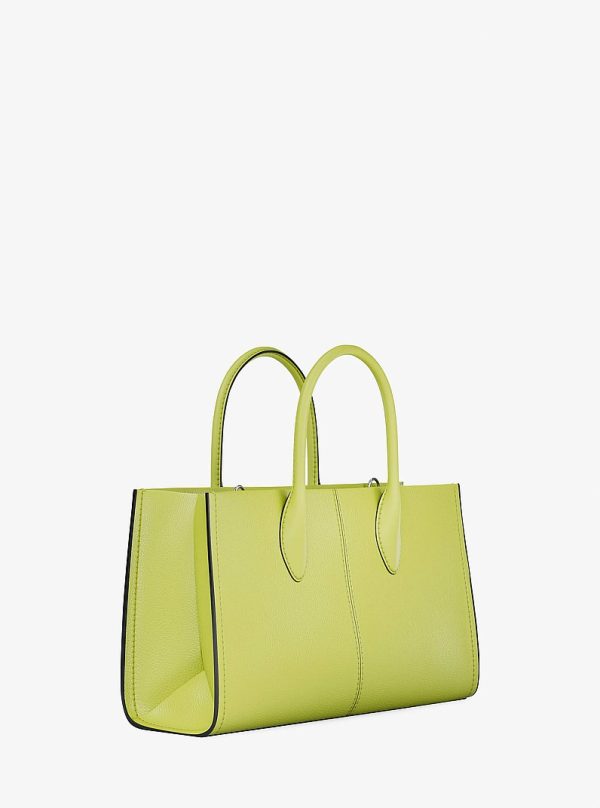 Michael Kors Mirella Medium Lime Pebbled Leather Satchel view 3