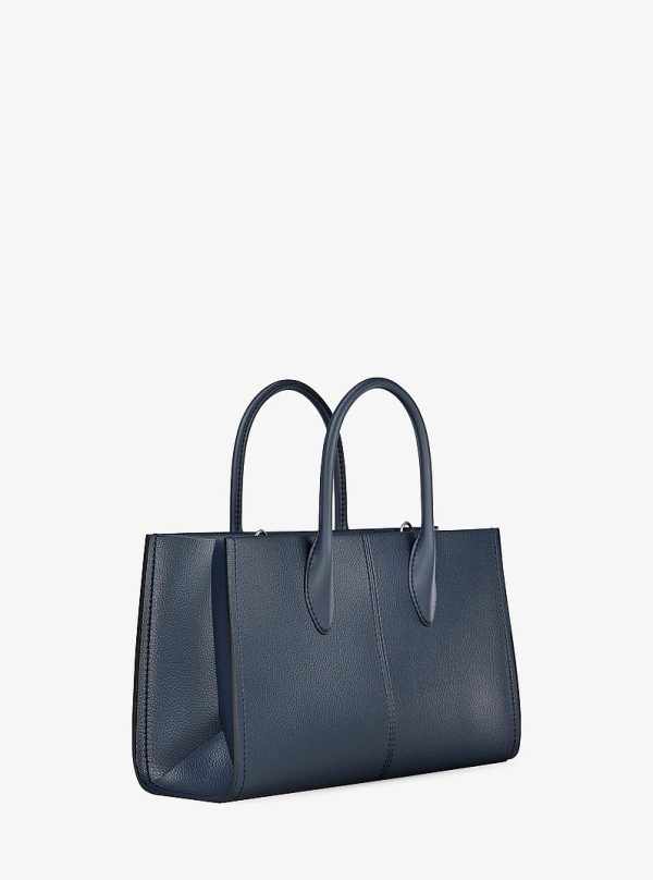 Michael Kors Mirella Medium Navy Pebbled Leather Satchel view 3