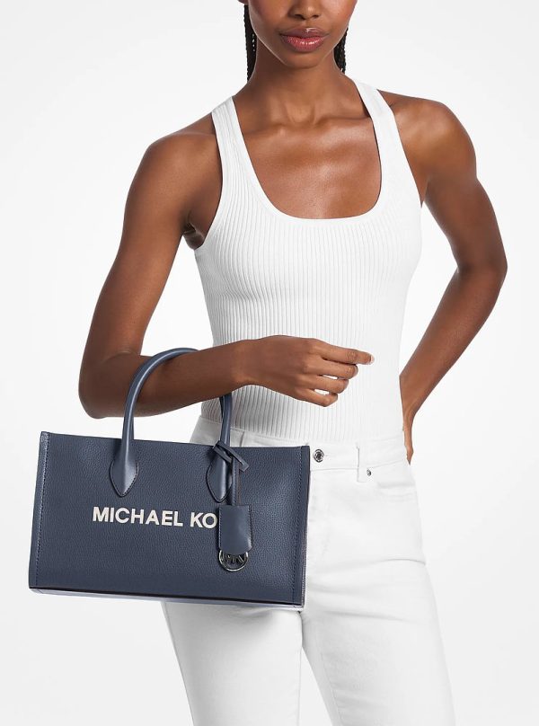 Michael Kors Mirella Medium Navy Pebbled Leather Satchel view 4