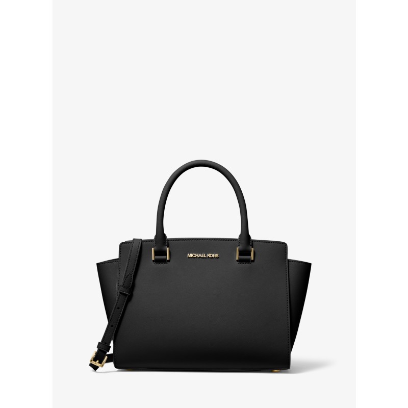 Michael Kors Selma Saffiano leather satchel black structured professional work bag