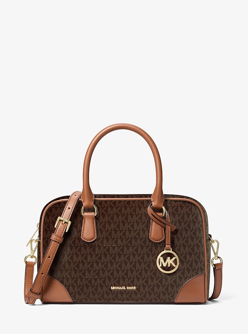 Michael Kors Thompson Medium Duffle Satchel brown leather 2024