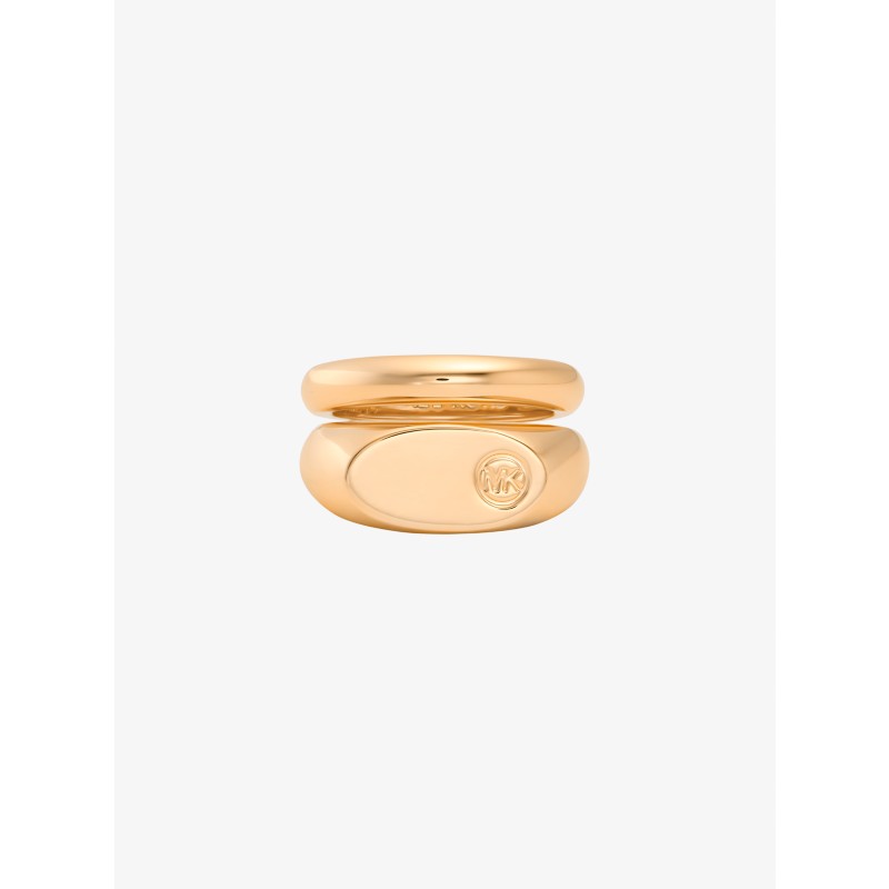 Michael Kors Twisted Column Signet Ring gold MK monogram SS26 statement