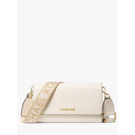 Michael Kors Jet Set Large Leather Crossbody Bag in Light Cream — front