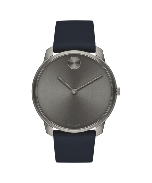 Movado BOLD Thin 42mm Grey Dial Blue Leather Men's Watch 3600586 — primary view