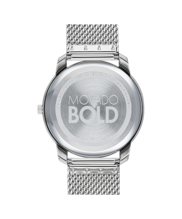 Movado BOLD Thin 42mm Silver Dial Mesh Men's Watch 3600589 — back view