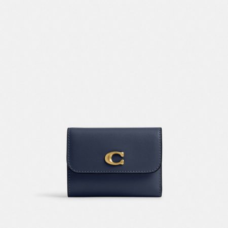 Coach Essential Card Holder Wallet in Brass/Navy
