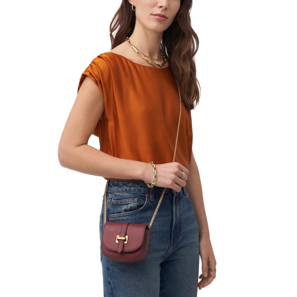 Fossil Emery Micro Crossbody Wine on model - Ready Stock Malaysia