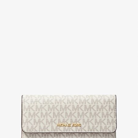 Michael Kors Jet Set Large Logo Trifold Wallet Vanilla front