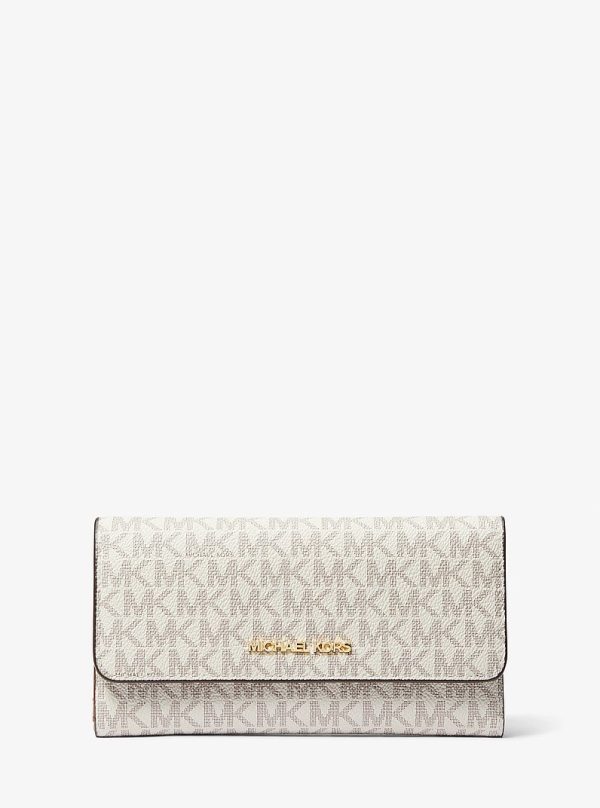 Michael Kors Jet Set Large Logo Trifold Wallet Vanilla front