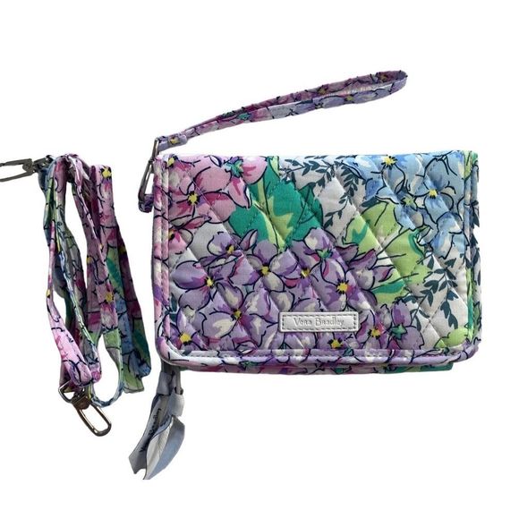 Vera Bradley Iconic RFID Crossbody Hello Kitty Hello Hydrangeas 2026 adjustable strap