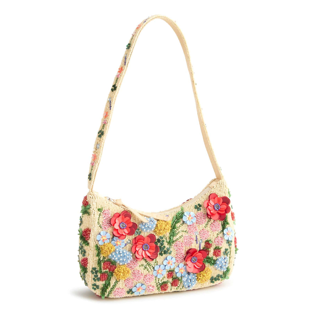 Vera Bradley Mini Roxbury Crescent Shoulder Bag Beaded Poppy Fields Summer 2026