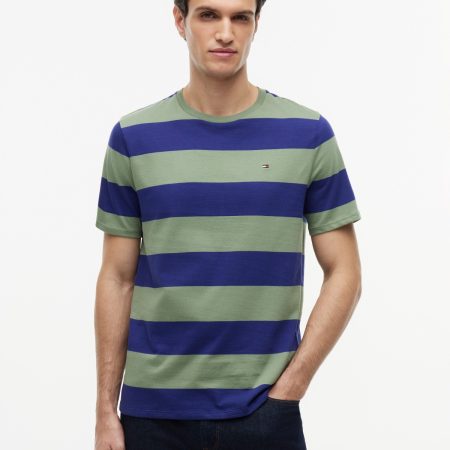 Tommy Hilfiger Rugby Stripe T-Shirt in Pilot Blue/Green Stripe