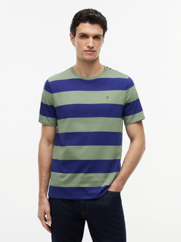 Tommy Hilfiger Rugby Stripe T-Shirt in Pilot Blue/Green Stripe