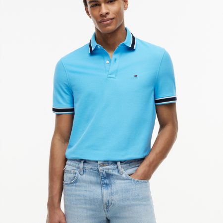 Tommy Hilfiger Regular Fit Tipped Wicking Polo in Blue Crush