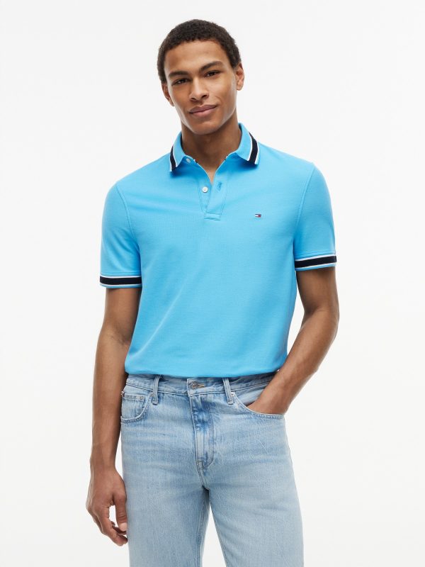 Tommy Hilfiger Regular Fit Tipped Wicking Polo in Blue Crush