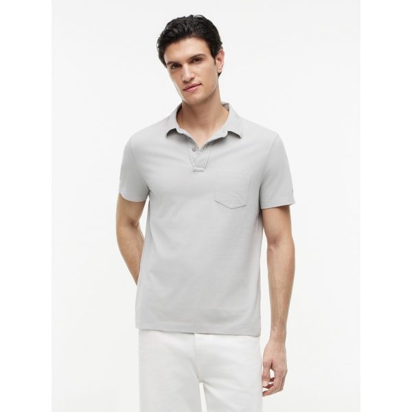 Tommy Hilfiger Regular Fit Jersey Pocket Polo in Sterling Grey