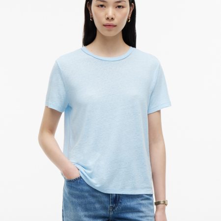 Tommy Hilfiger Linen-Blend Crewneck T-Shirt in Rain Dance