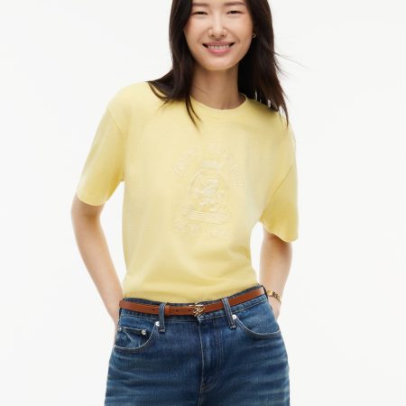 Tommy Hilfiger Crest Logo Garment-Dyed Boxy T-Shirt in Citronella
