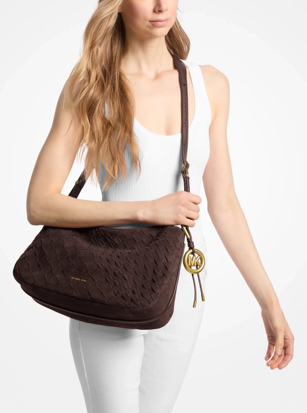 Michael Kors Nolita Medium Hand-Woven Suede Shoulder Bag