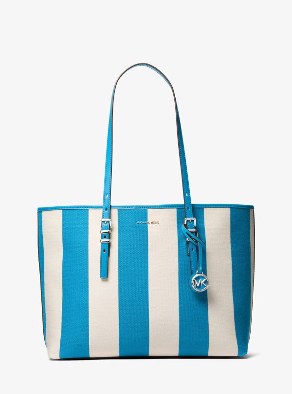 Michael Kors Quinn Large Striped Canvas Tote Bag