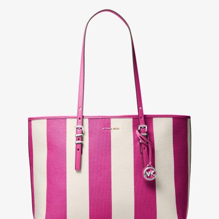 Michael Kors Quinn Large Striped Canvas Tote Bag