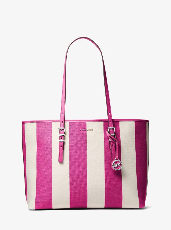 Michael Kors Quinn Large Striped Canvas Tote Bag