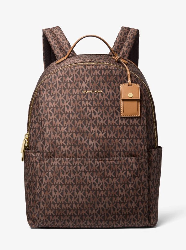 Michael Kors Sable Large Printed Signature Logo Backpack
