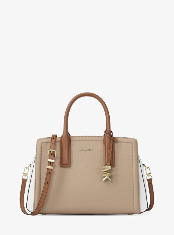 Michael Kors Laila Medium Color-Block Pebbled Leather Satchel
