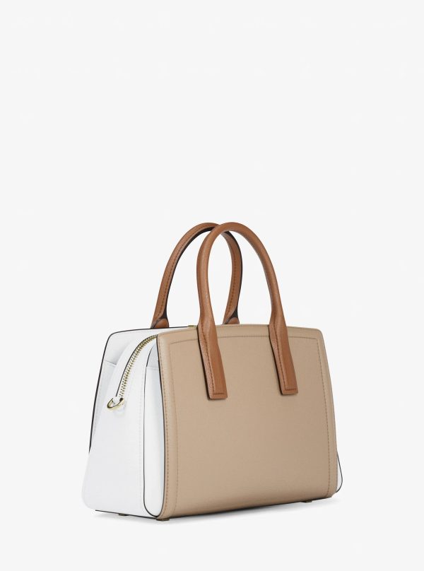 Michael Kors Laila Medium Color-Block Pebbled Leather Satchel