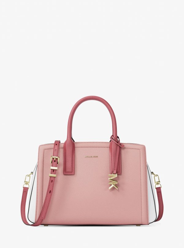 Michael Kors Laila Medium Color-Block Pebbled Leather Satchel