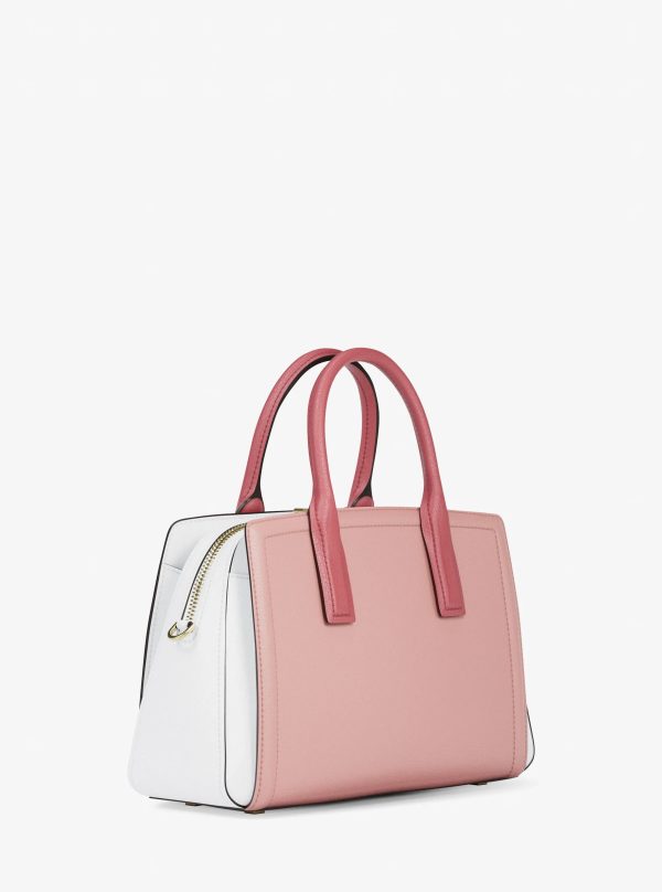 Michael Kors Laila Medium Color-Block Pebbled Leather Satchel