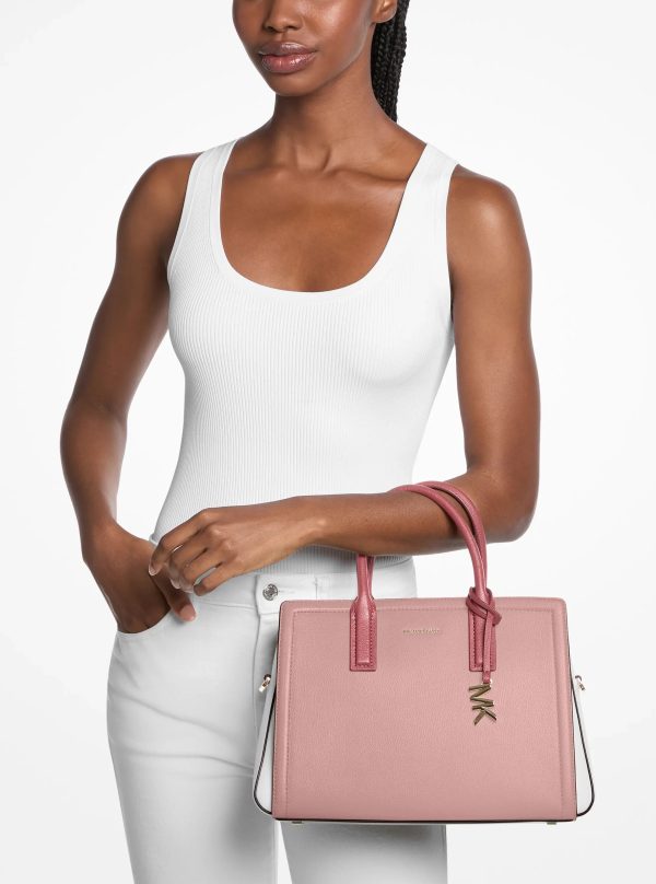 Michael Kors Laila Medium Color-Block Pebbled Leather Satchel