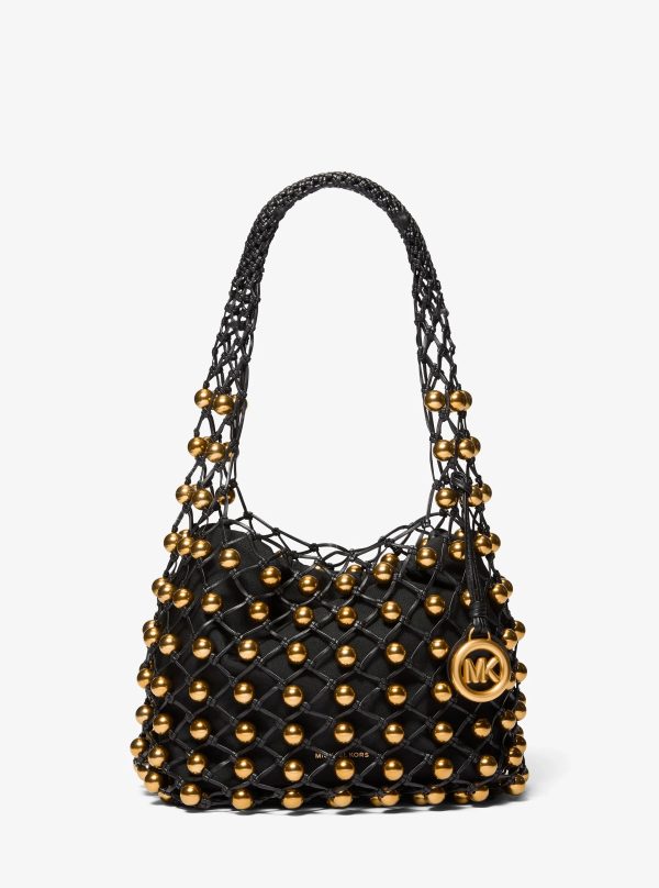 Michael Kors Limited-Edition Gwen Small Studded Hand-Woven Leather Hobo Shoulder Bag