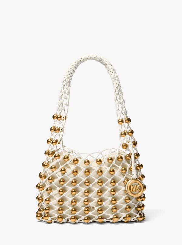 Michael Kors Limited-Edition Gwen Small Studded Hand-Woven Leather Hobo Shoulder Bag